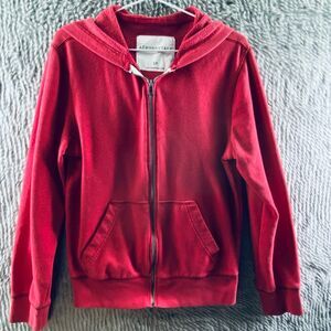 Aeropostale Men's Full Zip Long Sleeve Hoodie Red Small